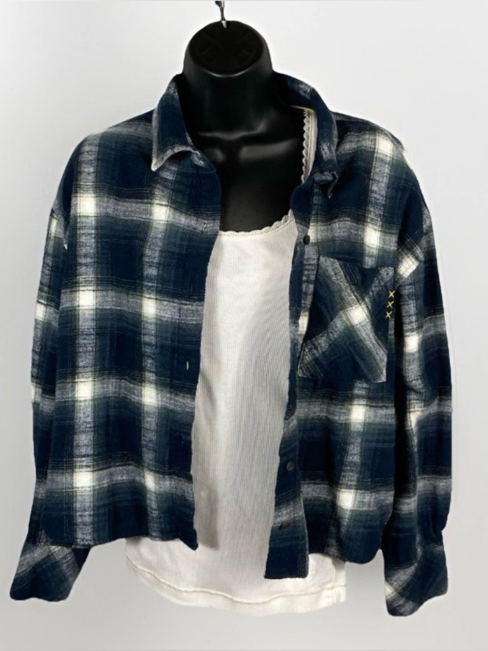 Scotch & Soda Cropped Flannel Shirt Women’s M Cozycore Cabincore Elevated Casual